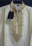 Men's Ivory Designer Guru Kurta w/ ZC Gold Work